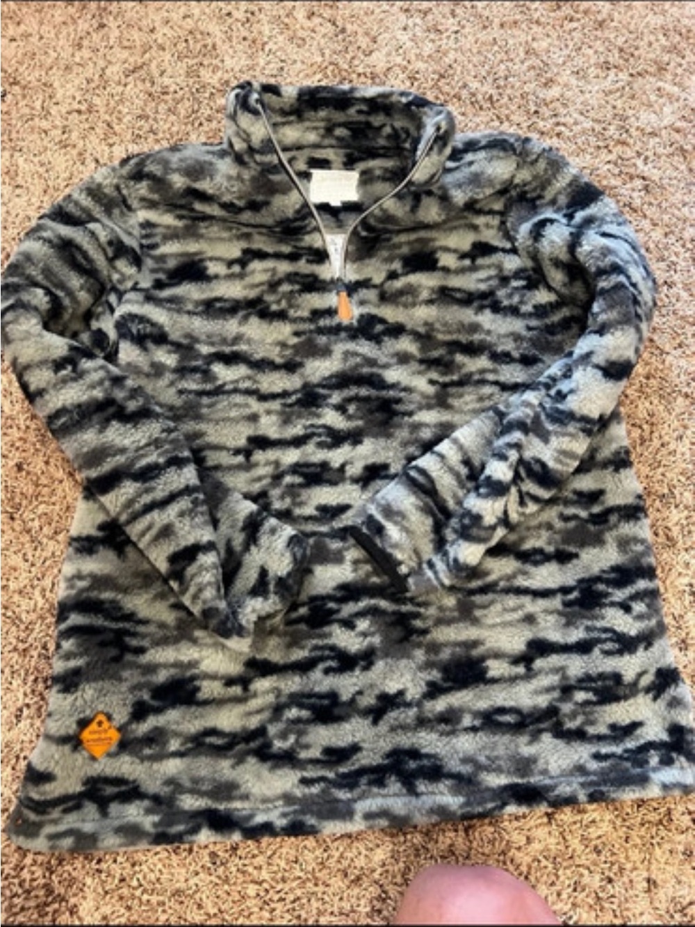 Simply Southern Gray and Black Camouflage Quarter-Zip Fleece Pullover